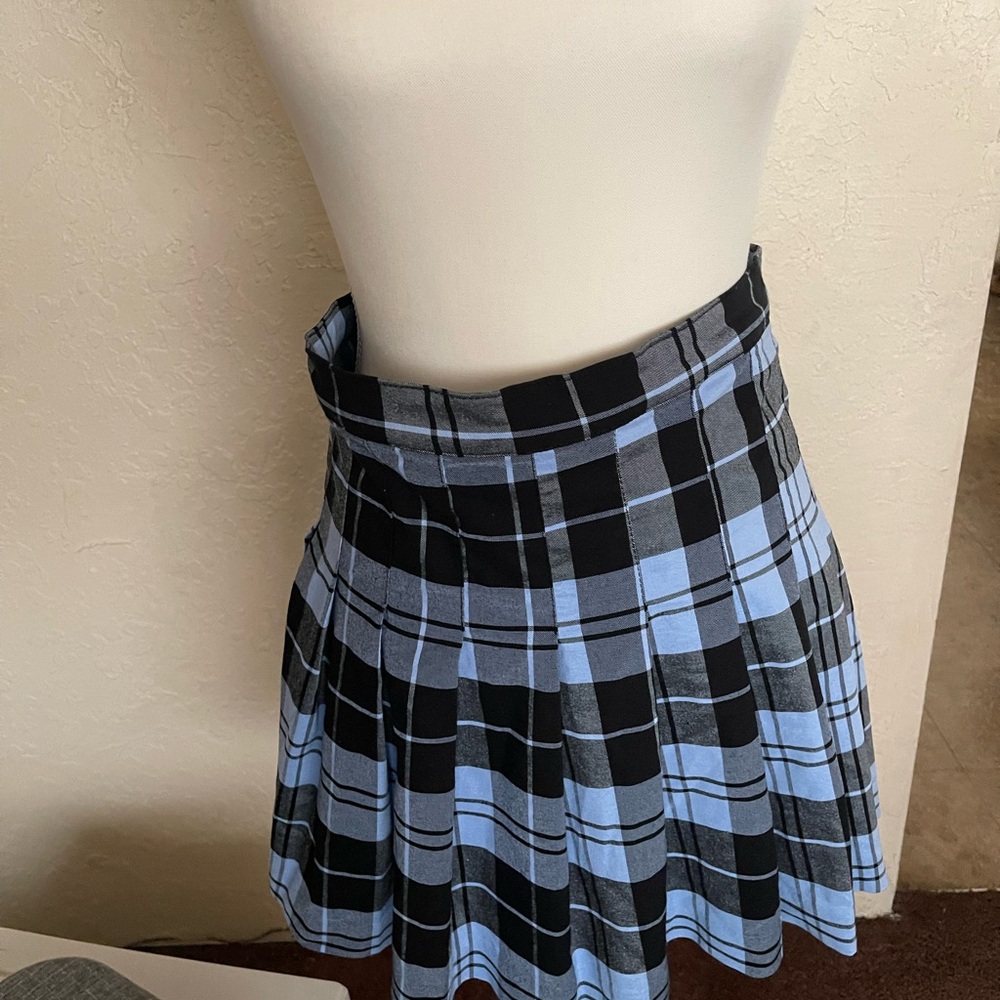 Plaid Blue and Black Women's Skirt
